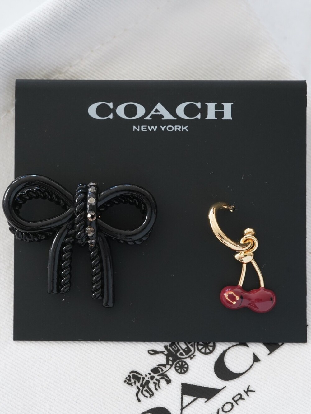 Coach Cherry Bow Mismatched Earrings